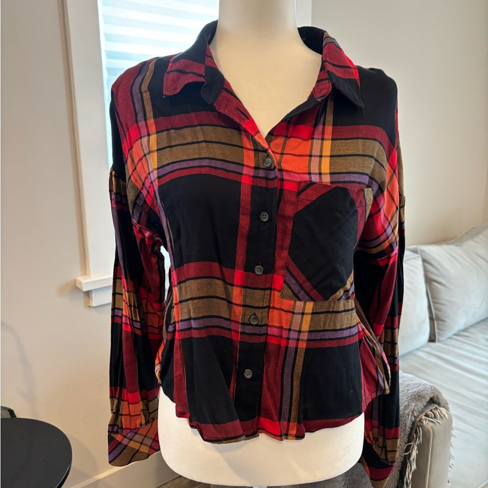 NWT Sanctuary Cropped Plaid Button-Up Shirt